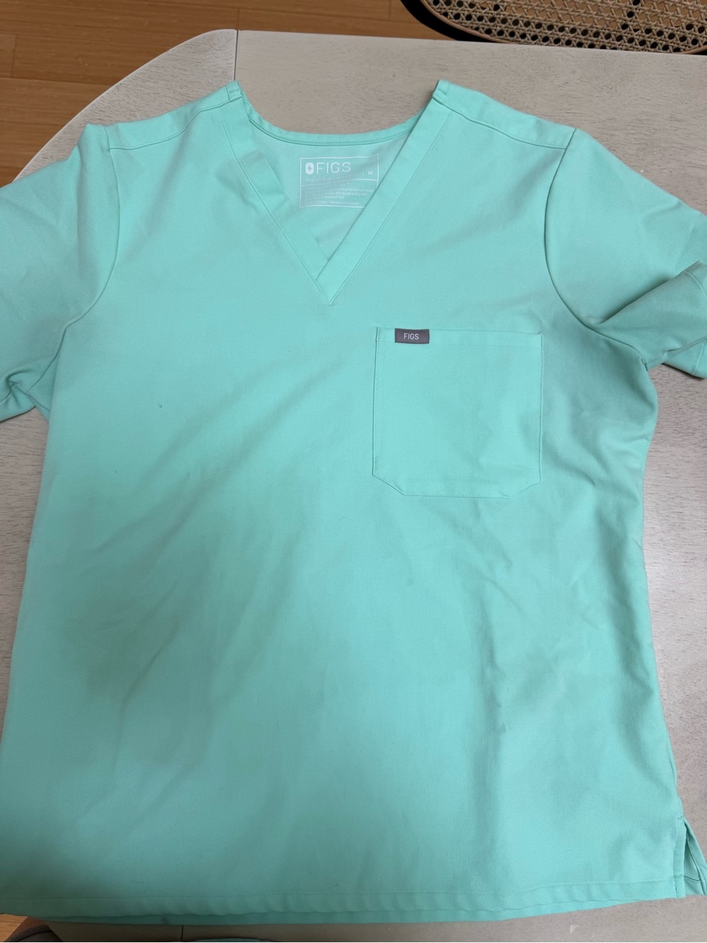 Figs V-Neck Scrub Top in Mint Green